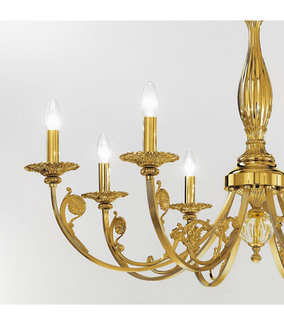 Candeliere classico PISANI in oro francese 8 lampadine