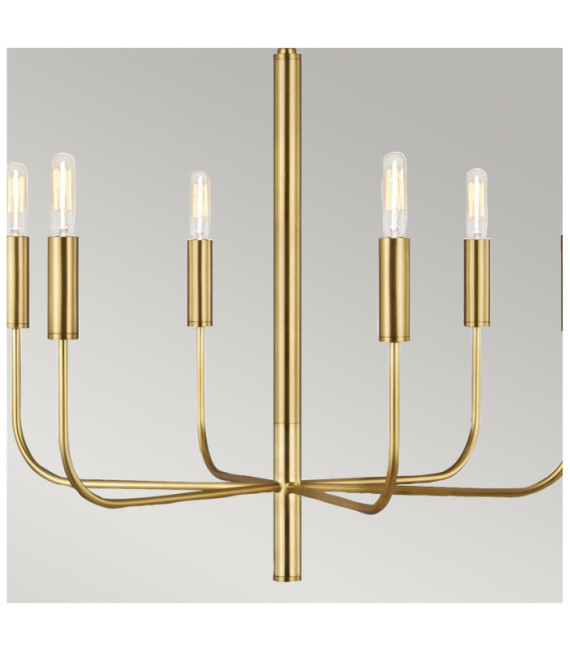 Brianna pendant lamp Steel and linen lampshade Burnished brass