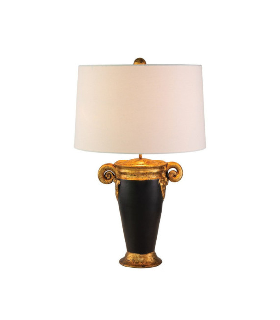 Gallier Tischlampe Stoff, Harz, Stahl Schwarz, Gold