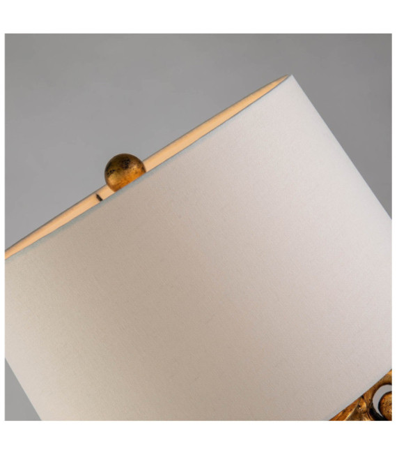 Lámpara de mesa Gallier Tela, resina, acero Negro, Oro