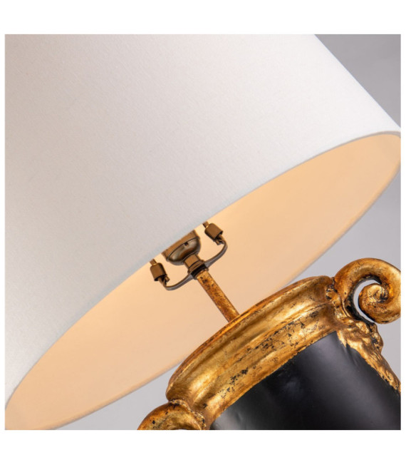 Lámpara de mesa Gallier Tela, resina, acero Negro, Oro