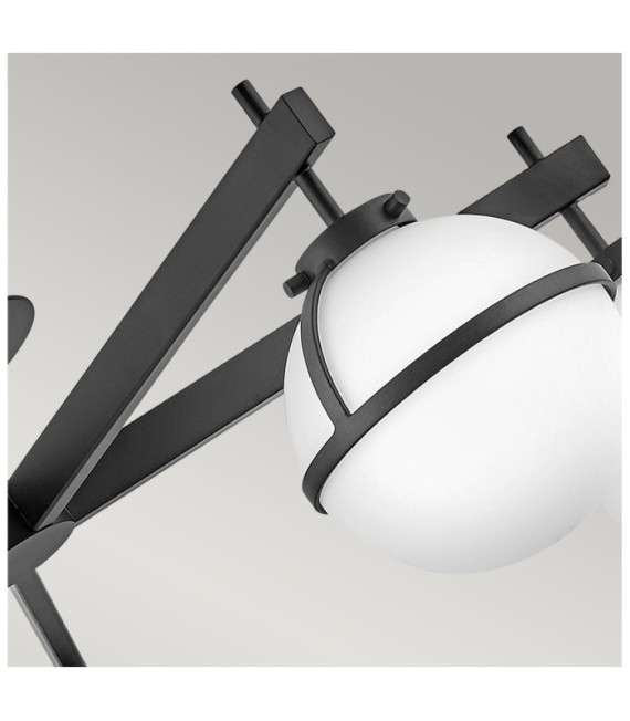 Lámpara de techo Hollis cristal opalino, acero negro
