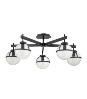 Hollis ceiling light Steel, transparent grained glass Black