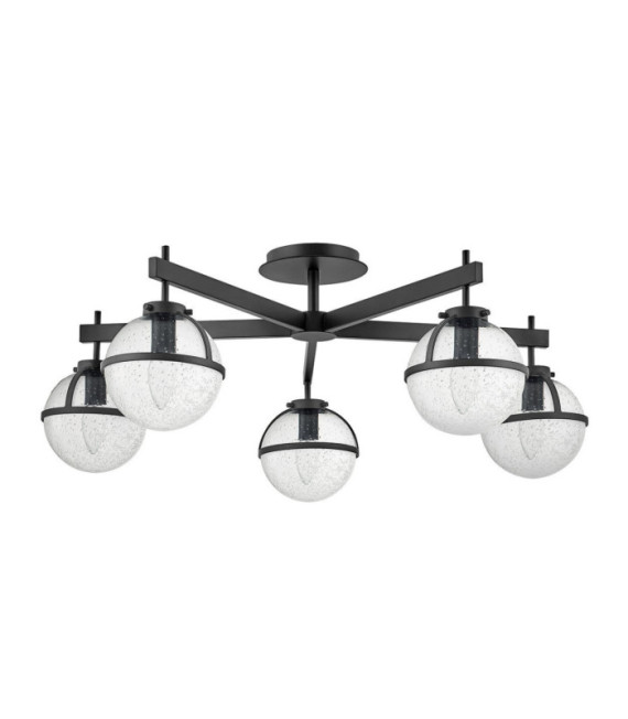 Hollis ceiling light Steel, transparent grained glass Black
