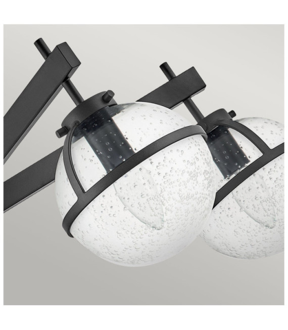 Hollis ceiling light Steel, transparent grained glass Black