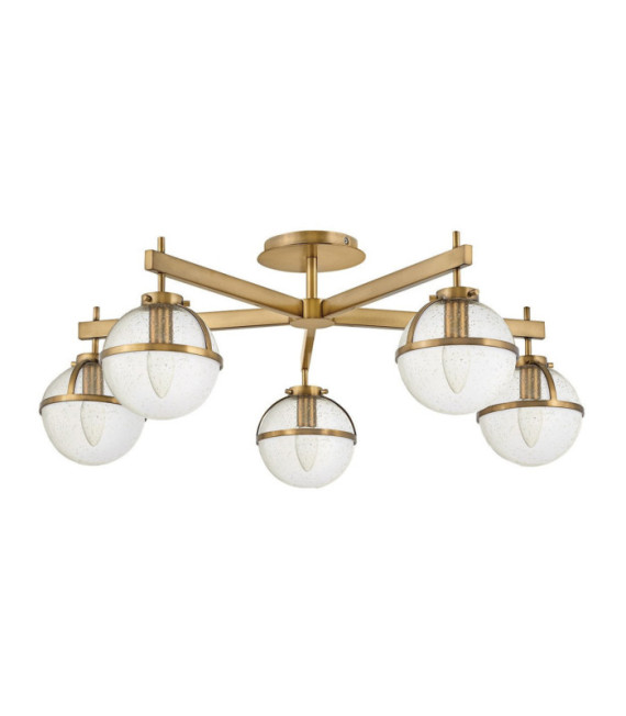 Hollis ceiling light Steel, transparent grained glass Brass Heritage