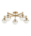 Hollis ceiling light Steel, transparent grained glass Brass Heritage
