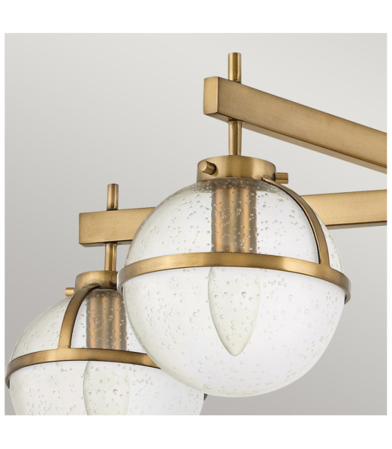 Plafoniera Hollis Acciaio, vetro granulato trasparente Ottone Heritage