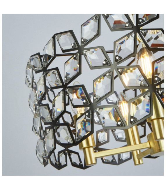 Iris Pendelleuchte Weichstahl, Glas Messing