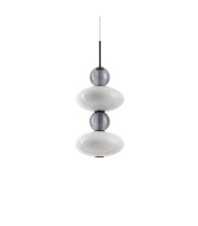 Pendelleuchte aus Glas, schwarzes Metall