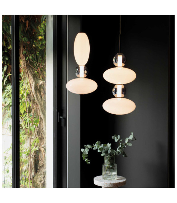 Lámpara colgante de cristal, metal negro