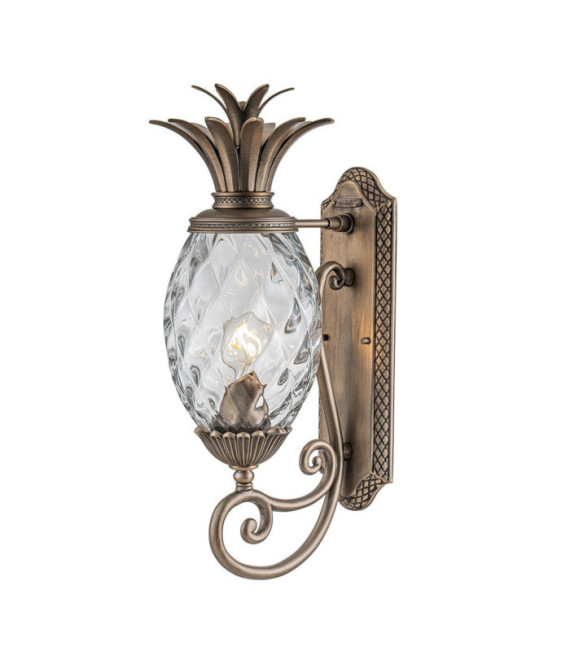 Plantation outdoor wall light Amber optical glass etched inside, aluminum Burnished bronze