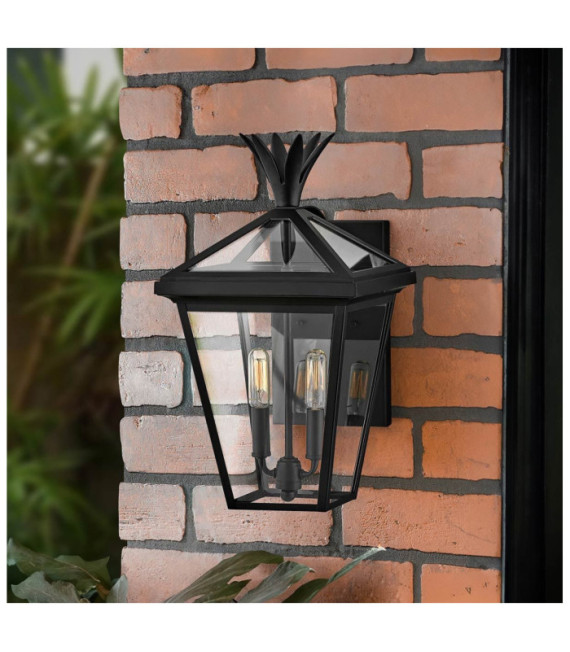 Lampada da parete per esterni Palma Alluminio, vetro trasparente Nero