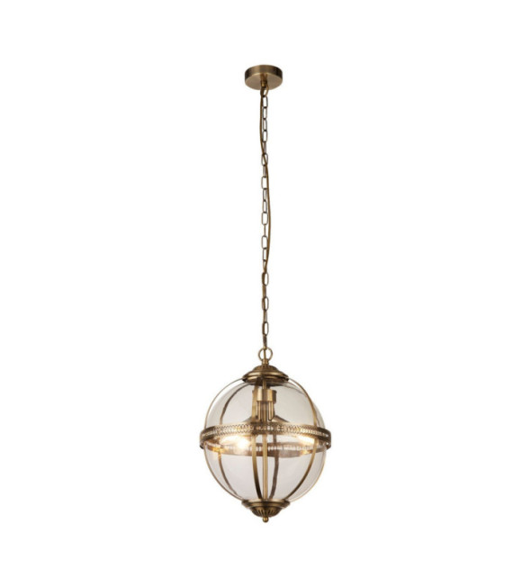 Coronet Pendelleuchte Weichstahl, Glas Antikmessing