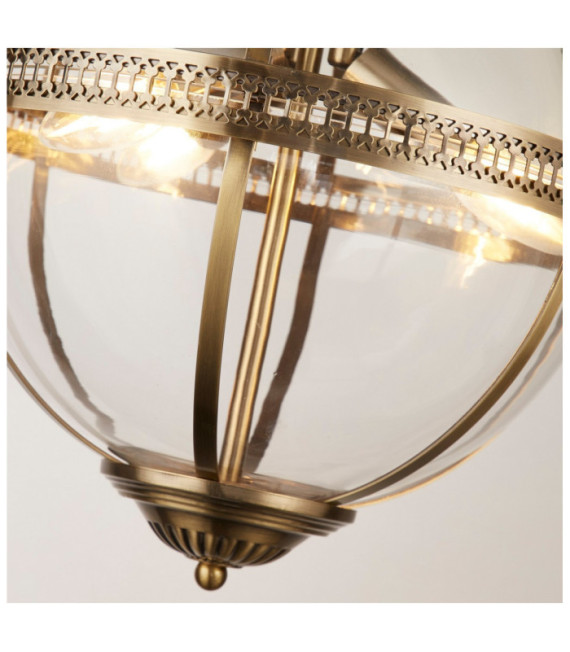 Coronet pendant light Mild steel, glass Antique Brass