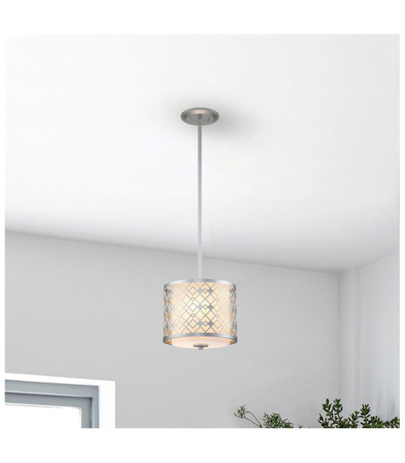 Lampadario Ziggy In Vetro, Acciaio Laccato Argento