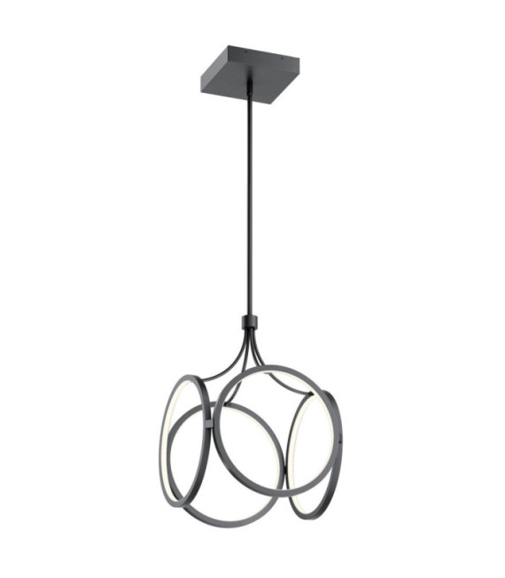 Suspension LED Kichler Fer,acrylique givré,aluminium Noir mat