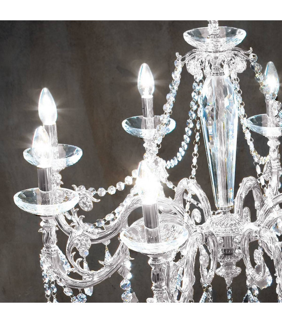 Klassischer Kronleuchter CONTARINI CRYSTAL Chrom 8 Glühbirnen