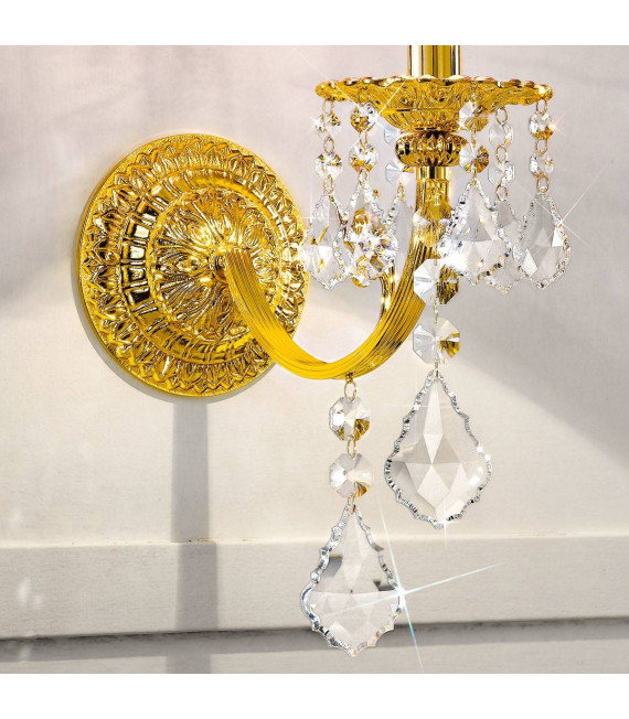 Klassische Wandleuchte PISANI CRYSTAL French Gold 1 Glühbirne