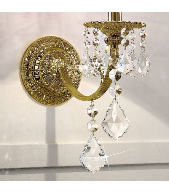Applique classica PISANI CRYSTAL ottone antico 1 lampadina