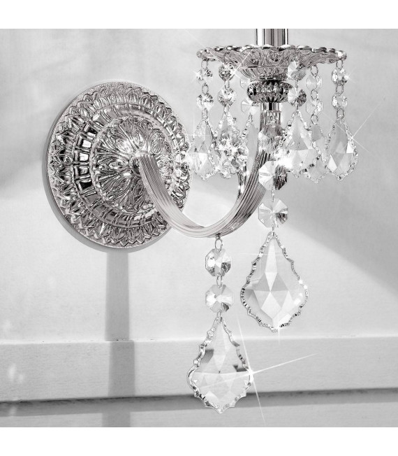 Klassische Wandleuchte PISANI CRYSTAL Chrom 1 Glühbirne