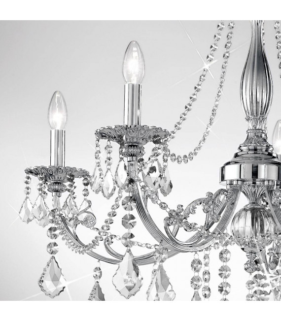 Chandelier classique PISANI CRYSTAL chrome 5 ampoules