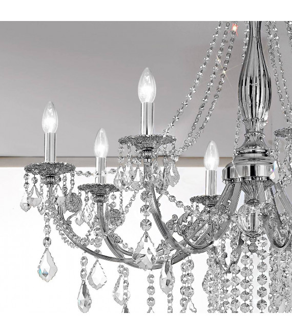 Klassischer Kronleuchter PISANI CRYSTAL Chrom 8 Glühbirnen