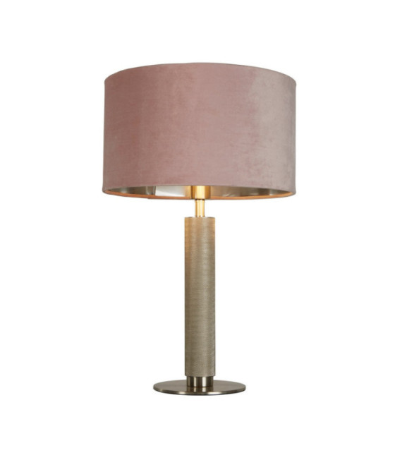 London Table Lamp Mild Steel, Satin Silver Fabric