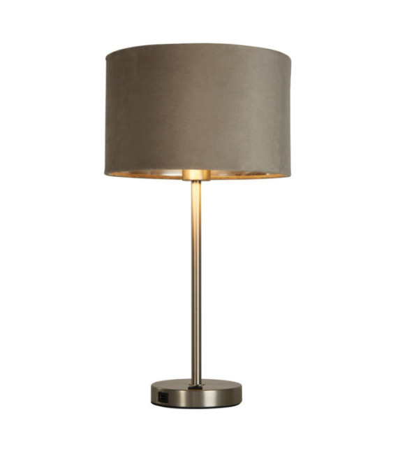Finn Tischlampe Weichstahl, Stoff aus satiniertem Nickel