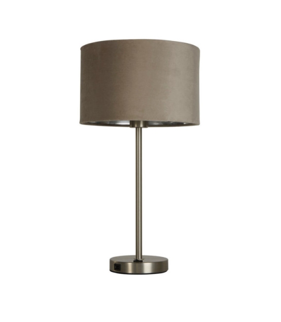 Finn table lamp Mild steel, satin nickel fabric