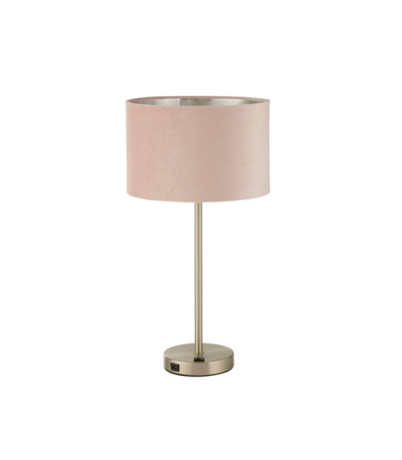 Finn Tischlampe Weichstahl, Stoff aus satiniertem Nickel
