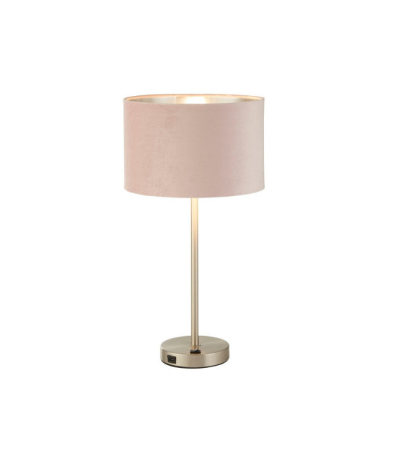 Lámpara de mesa Finn Acero dulce, tela níquel satinado