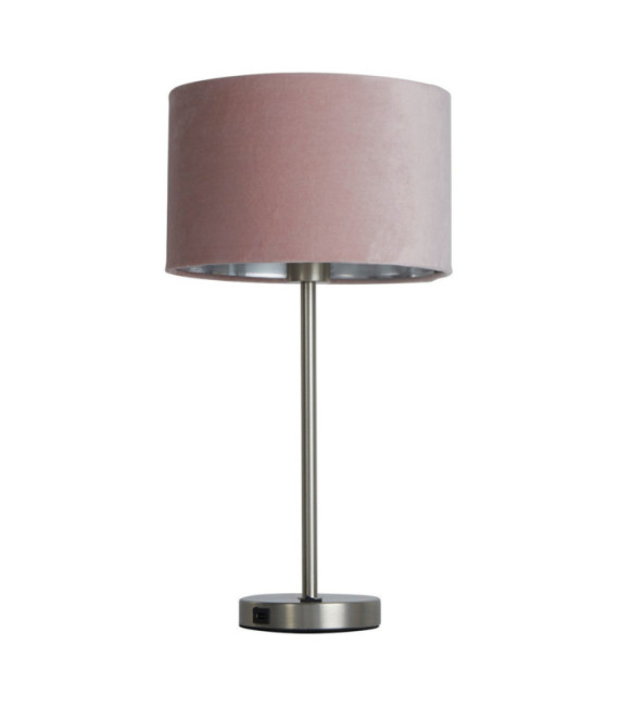 Finn Tischlampe Weichstahl, Stoff aus satiniertem Nickel