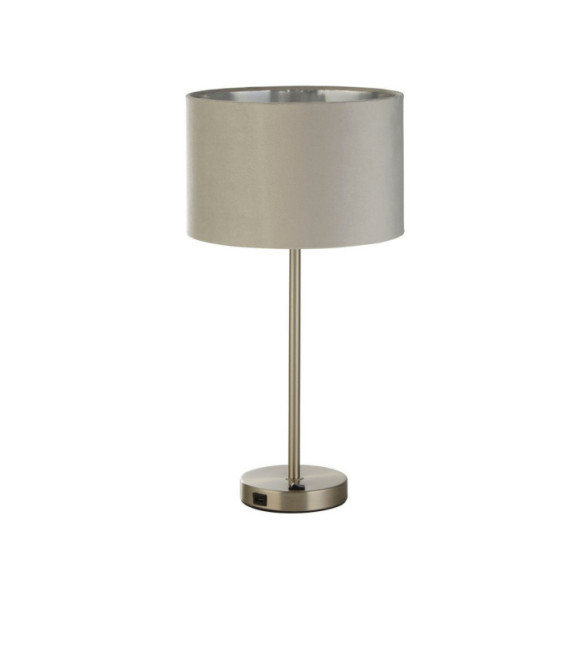 Lámpara de mesa Finn Acero dulce, tela níquel satinado