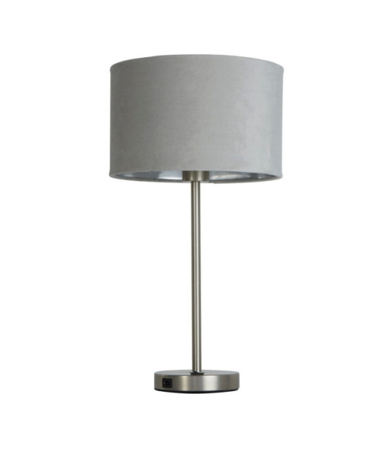 Finn table lamp Mild steel, satin nickel fabric