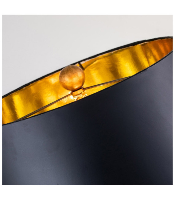 Lámpara de Mesa Camilia Resina, Pergamino, Acero Negro, Oro Envejecido