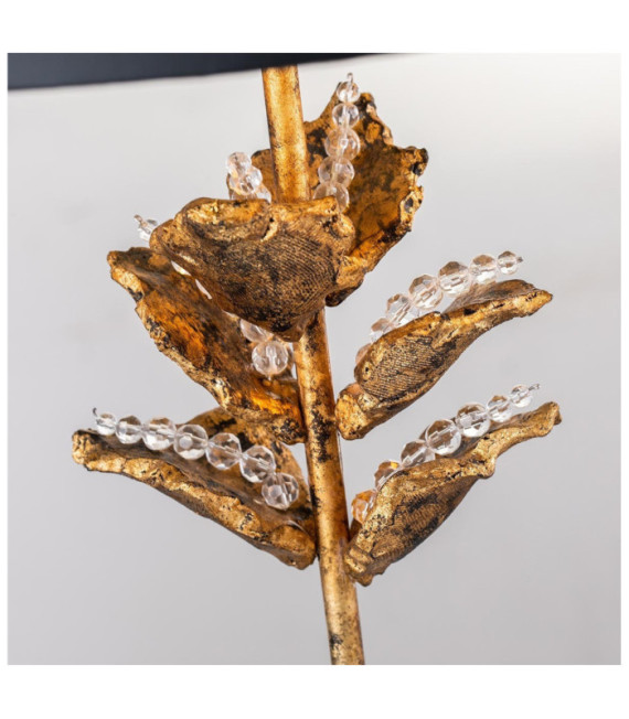 Lampada da Tavolo Camilia Resina, Pergamena, Acciaio Nero, Oro Antico