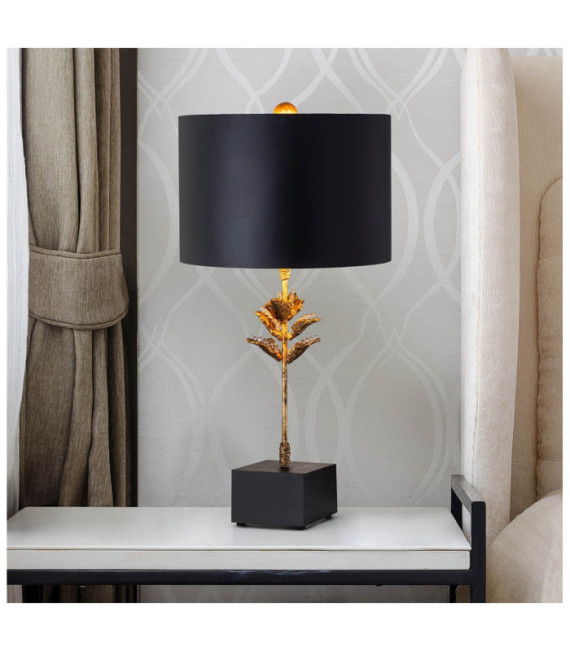 Lampada da Tavolo Camilia Resina, Pergamena, Acciaio Nero, Oro Antico
