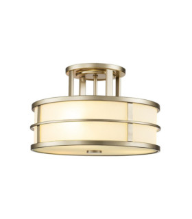 Plafonnier Fusion Verre Opale,Acier Laiton naturel peint