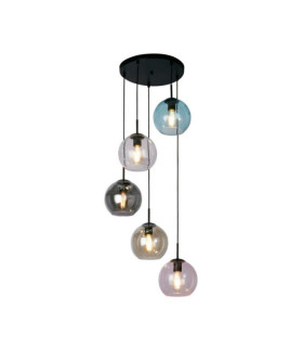 Mardi Pendelleuchte Weichstahl, schwarzes Glas