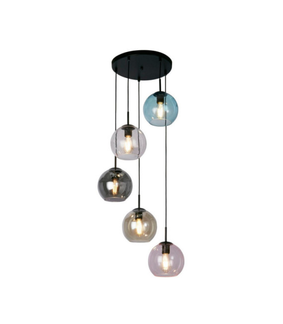 Suspension Mardi Acier doux,verre Noir