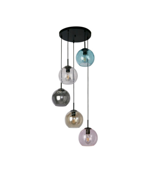 Suspension Mardi Acier doux,verre Noir