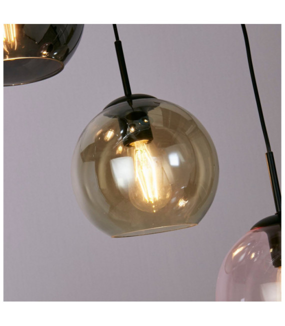 Mardi Pendelleuchte Weichstahl, schwarzes Glas