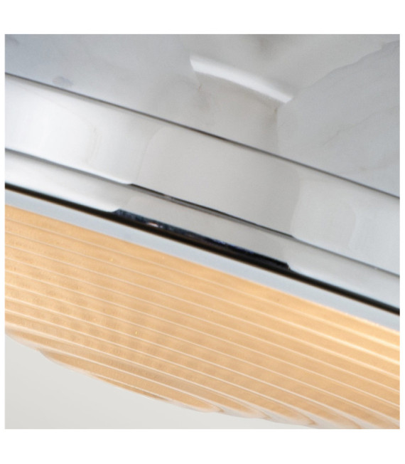 Amelia ceiling light Diffuser in steel, molded glass Polished chrome