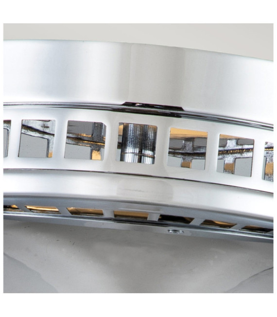 Amelia Deckenleuchte Diffusor aus Stahl, geformtes Glas Poliertes Chrom