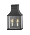 Beacon exterior wall light Transparent seeded glass, Museum aluminum Black