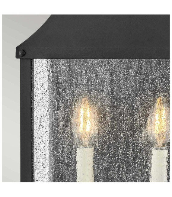 Baliza de pared exterior Vidrio semillado transparente, Aluminio museo Negro