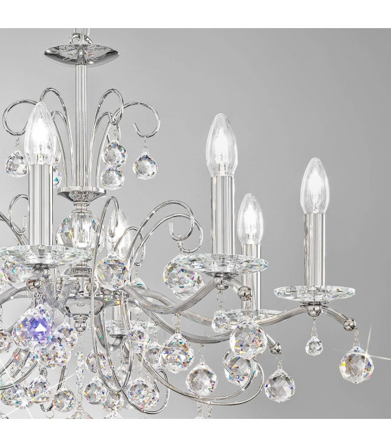 Chandelier classique CARMEN 2 chrome 8 ampoules