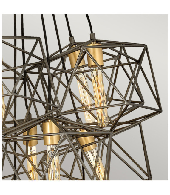 Hinkley-Pendelleuchte aus Stahl in matt-metallischer Bronze mit luxuriösen Goldakzenten