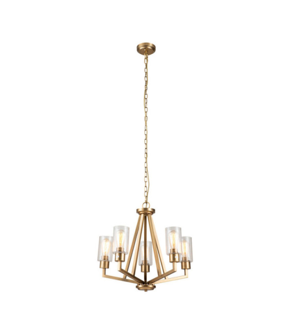 Kichler pendant light Steel, transparent grained glass Natural brass